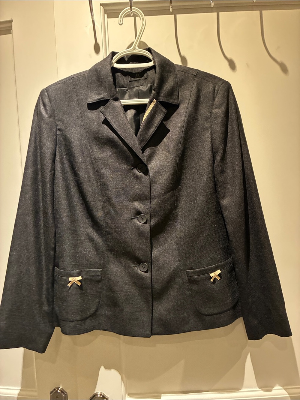 Vintage B.Y.E. France Textured Bow Accent Blazer Jacket Size T3 / US 8-10👵MT